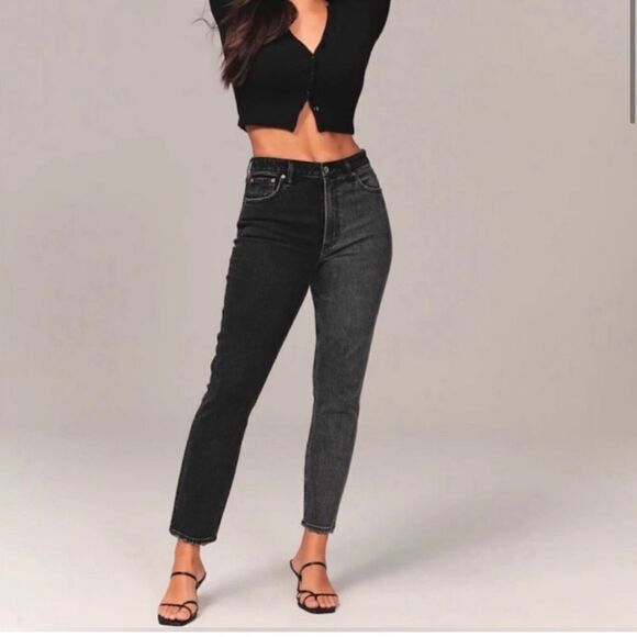 Abercrombie & Fitch Curve Love Skinny High Rise Two Tone Gray Black- Size 2 (26) - Picture 1 of 9